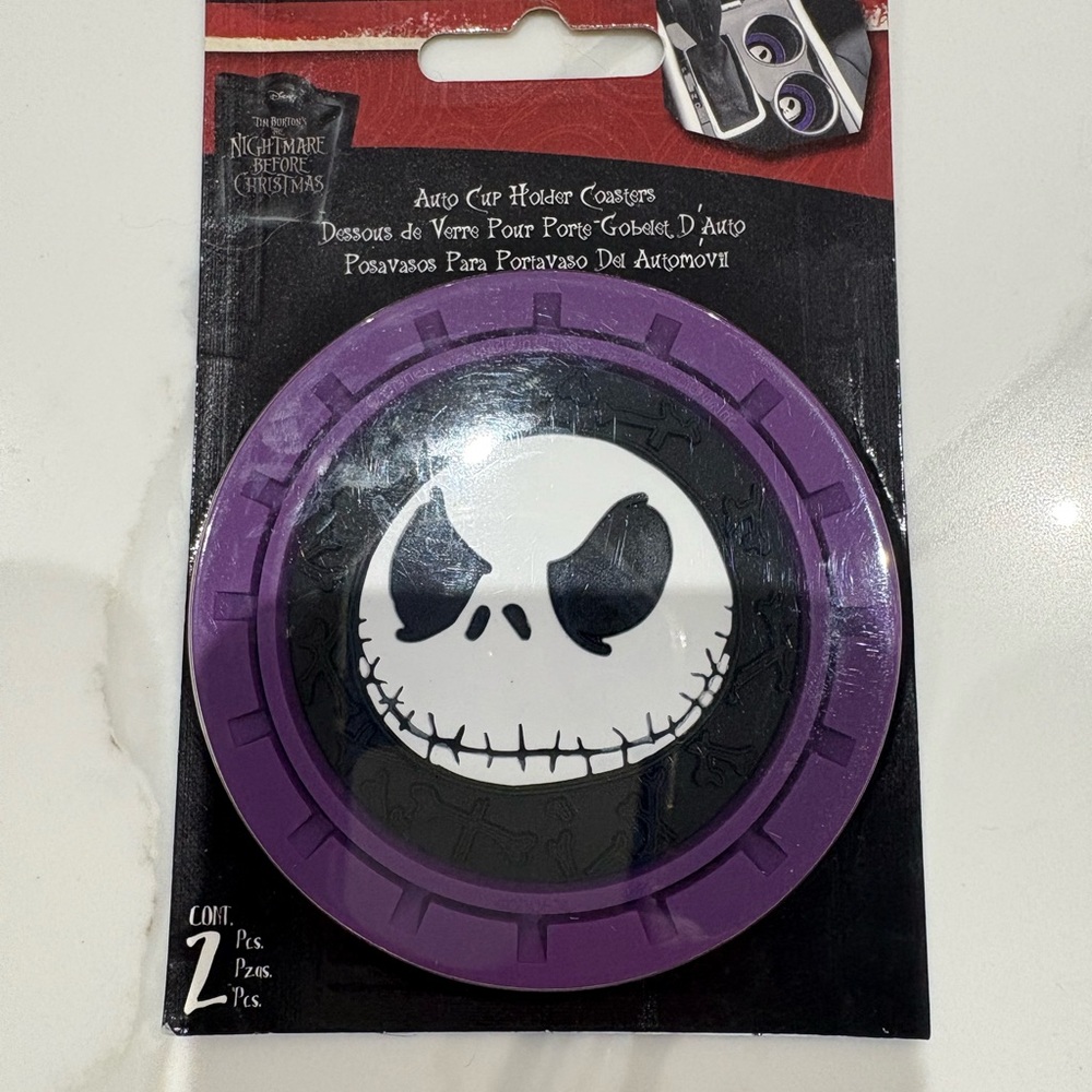 NWT Nightmare Before Christmas vehicle cup holder PVC coasters